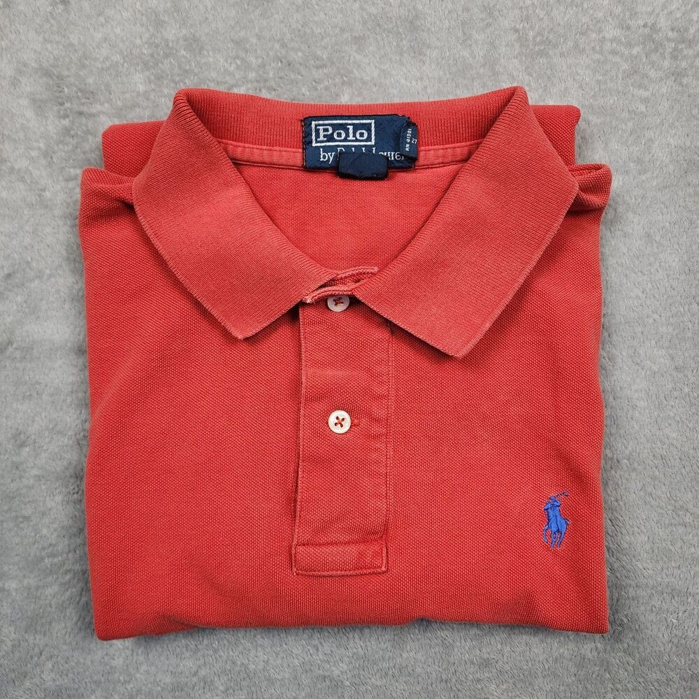 Polo Ralph Lauren Mens L 100% Cotton Red Shirt Blue Pony